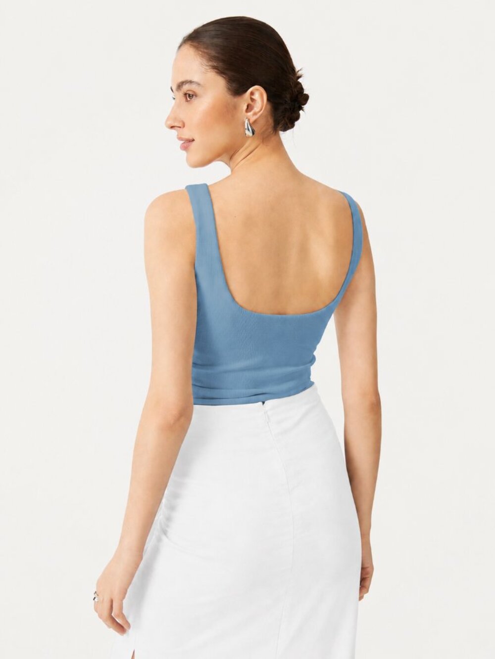 OGL Plantive® Elastic Open Back Bra Tank Dusk Blue Small #A6010 - Picture 4 of 14
